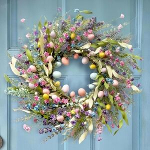 Spring Floral Easter Wreath with Pastel Accents